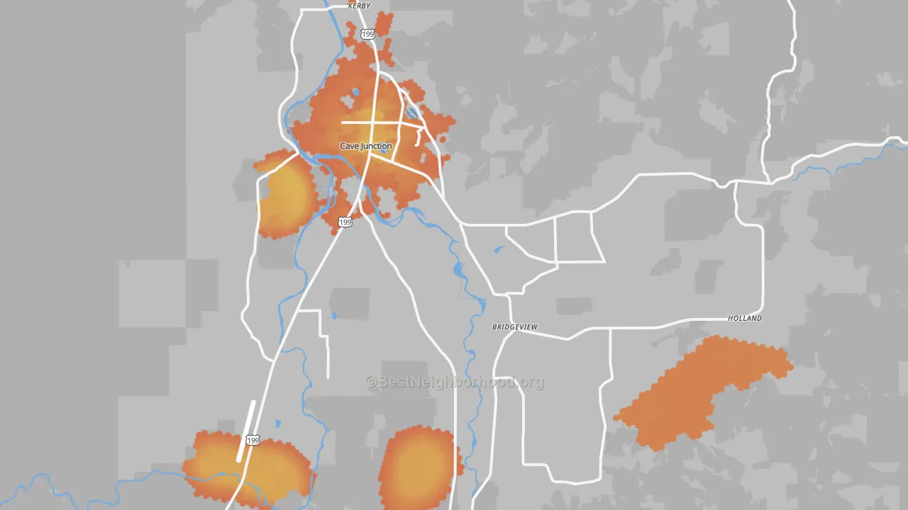Bike Grade map of Cave Junction, OR