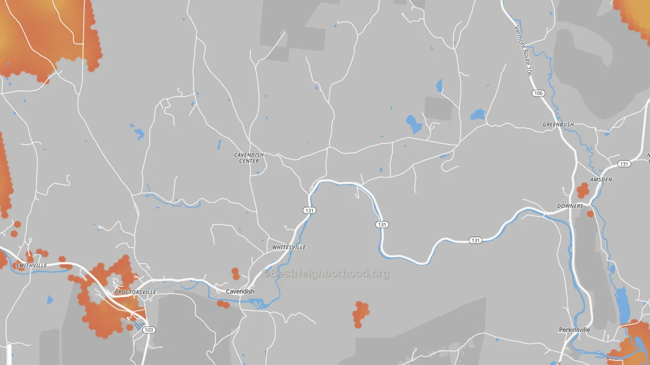 Bike Grade map of Cavendish, VT