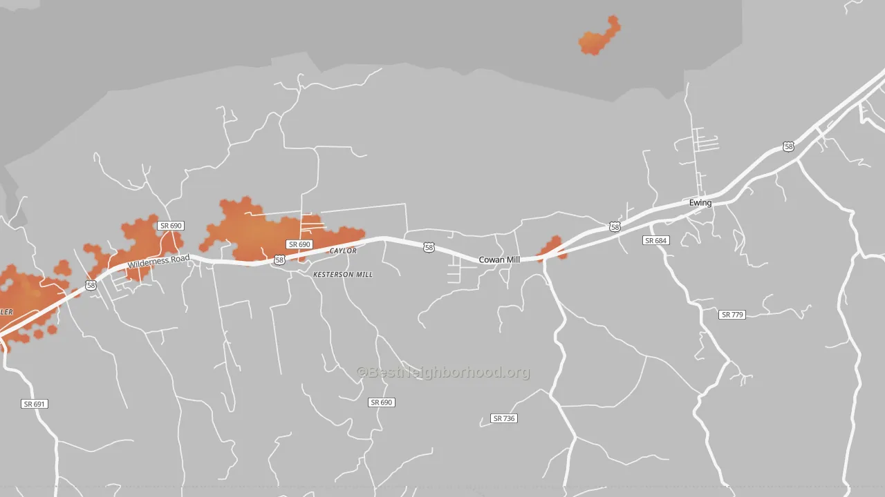 Bike Grade map of Caylor, VA