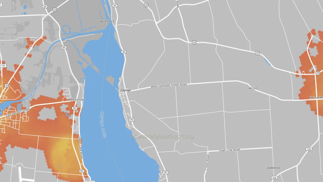 Bike Grade map of Cayuga, NY