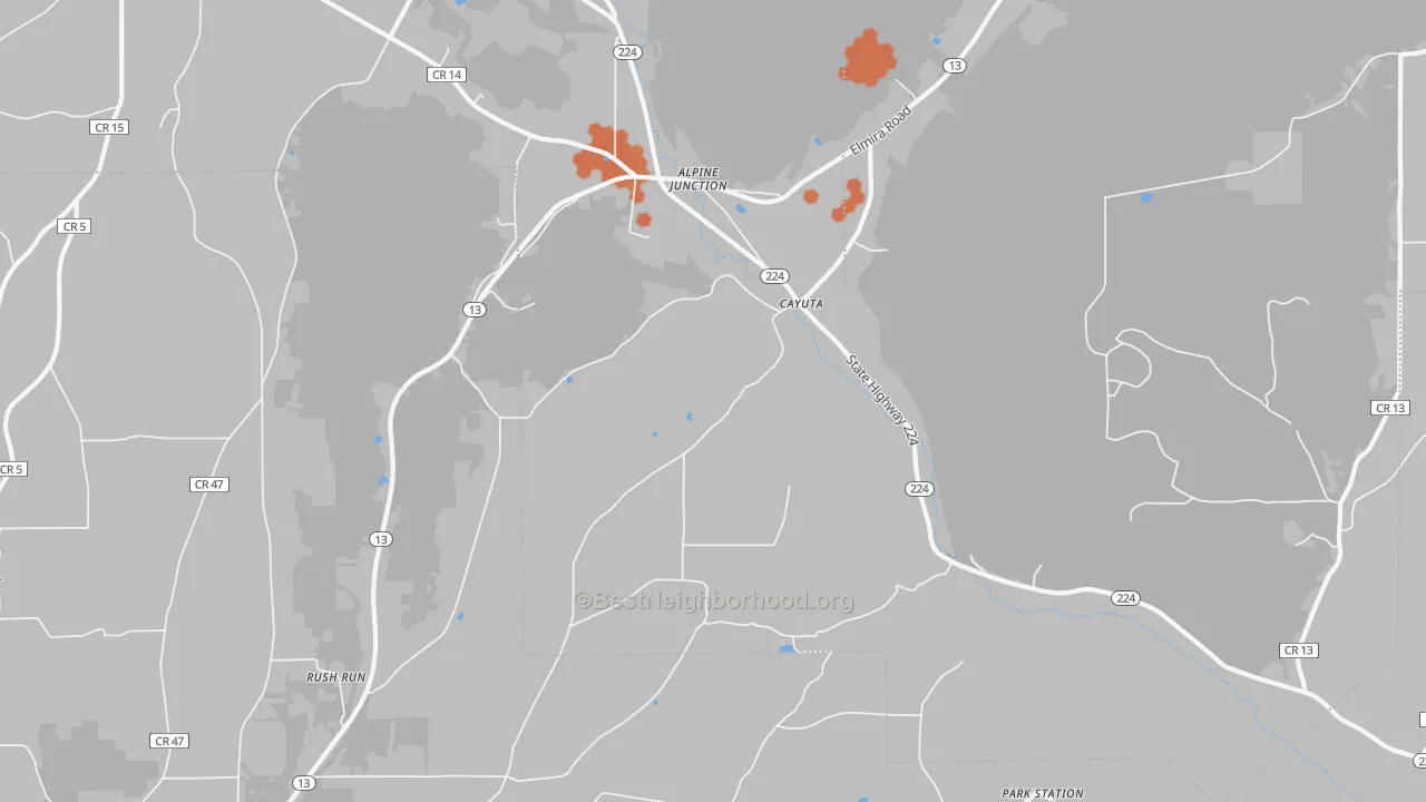 Bike Grade map of Cayuta, NY