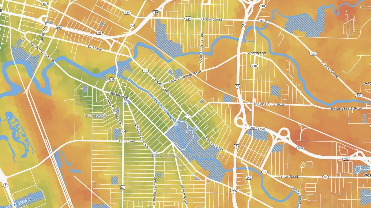Bike Grade map of Cazenovia Park, Buffalo, NY