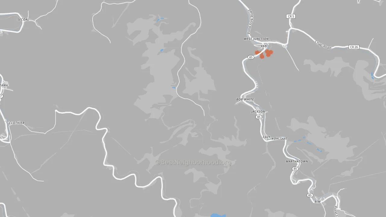 Bike Grade map of Cazy, WV