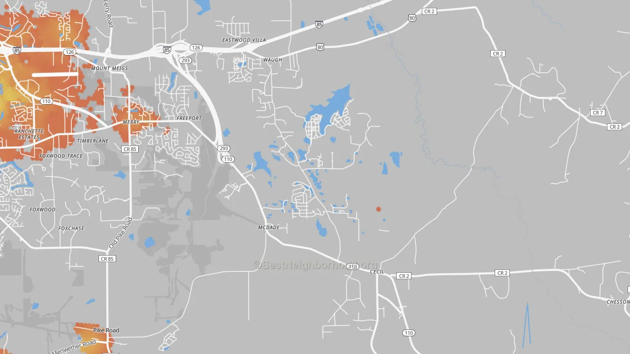 Bike Grade map of Cecil, AL