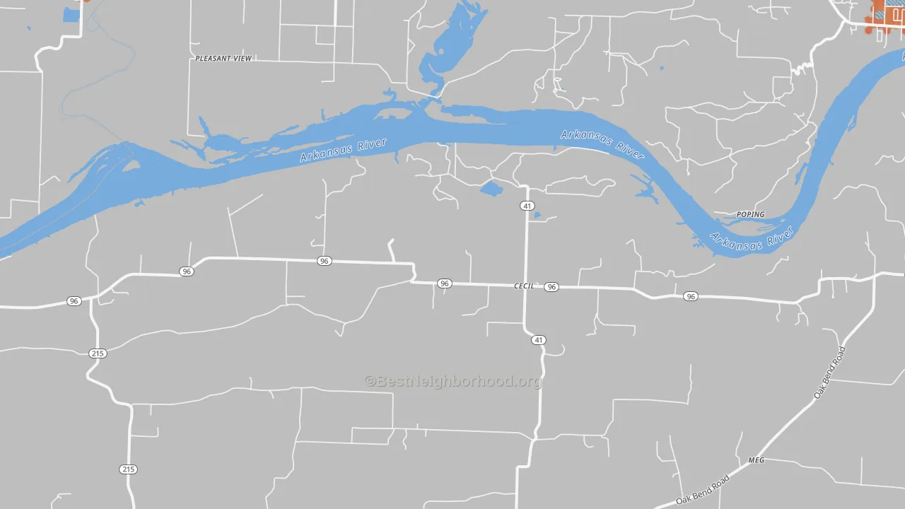 Bike Grade map of Cecil, AR