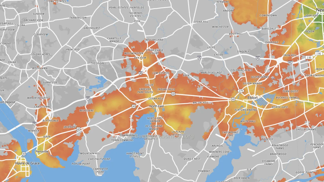 Bike Grade map of Cecil County, MD