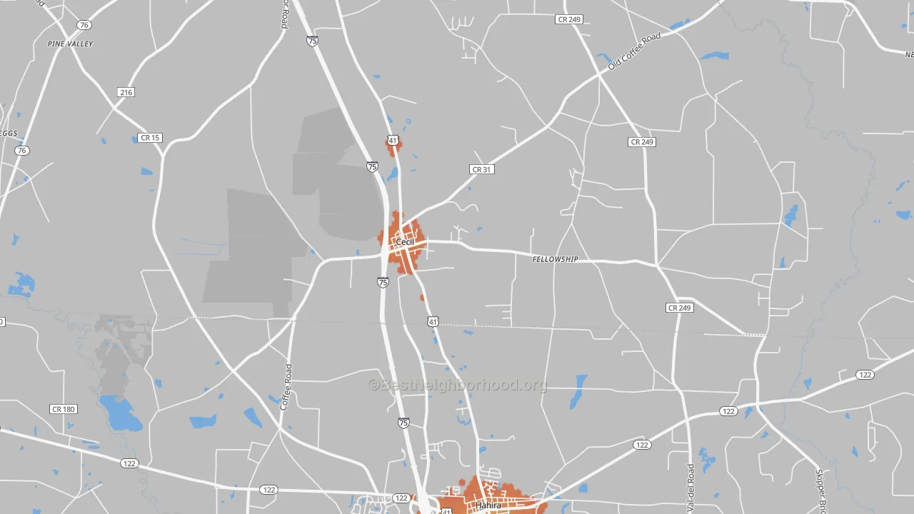 Bike Grade map of Cecil, GA