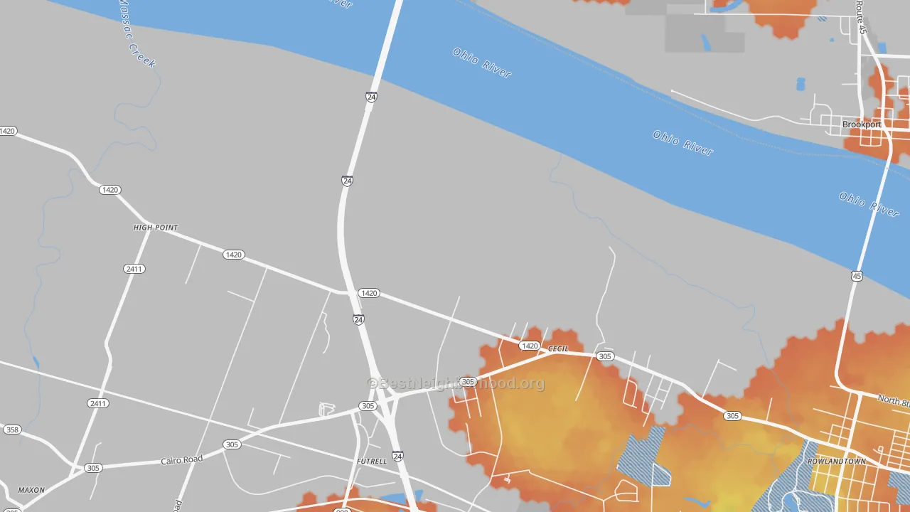 Bike Grade map of Cecil, KY
