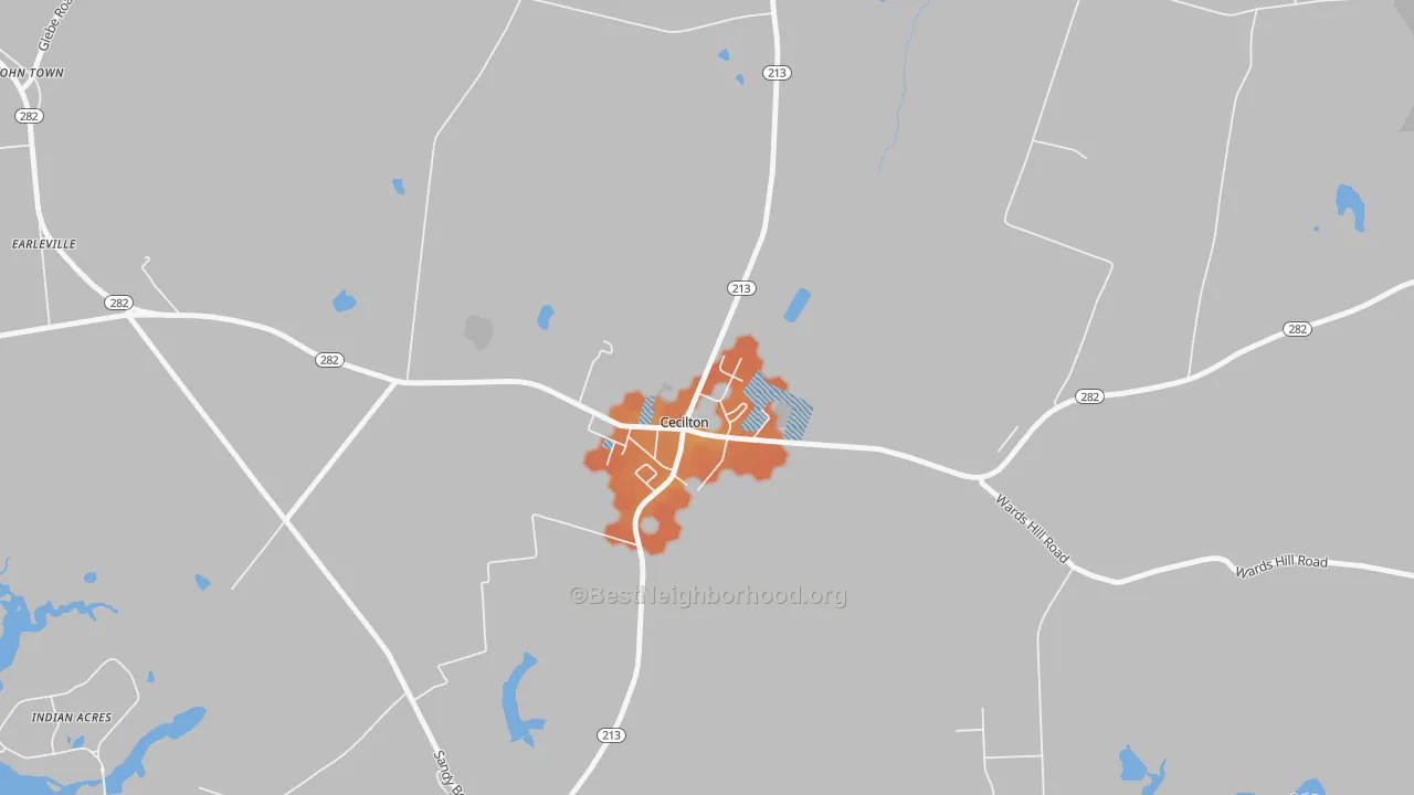 Bike Grade map of Cecilton, MD