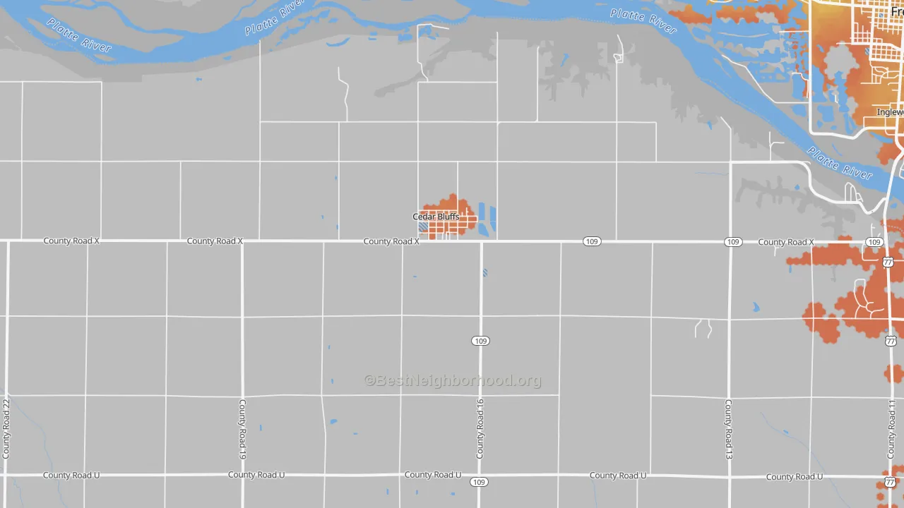 Bike Grade map of Cedar Bluffs, NE