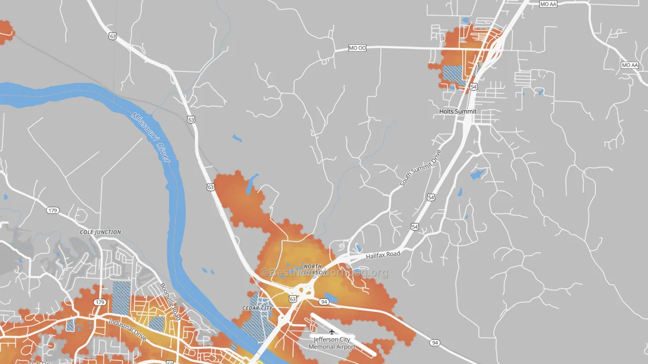 Bike Grade map of Cedar City, MO