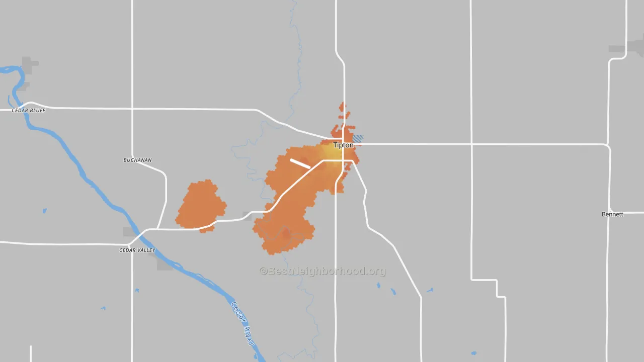Bike Grade map of Cedar County, IA