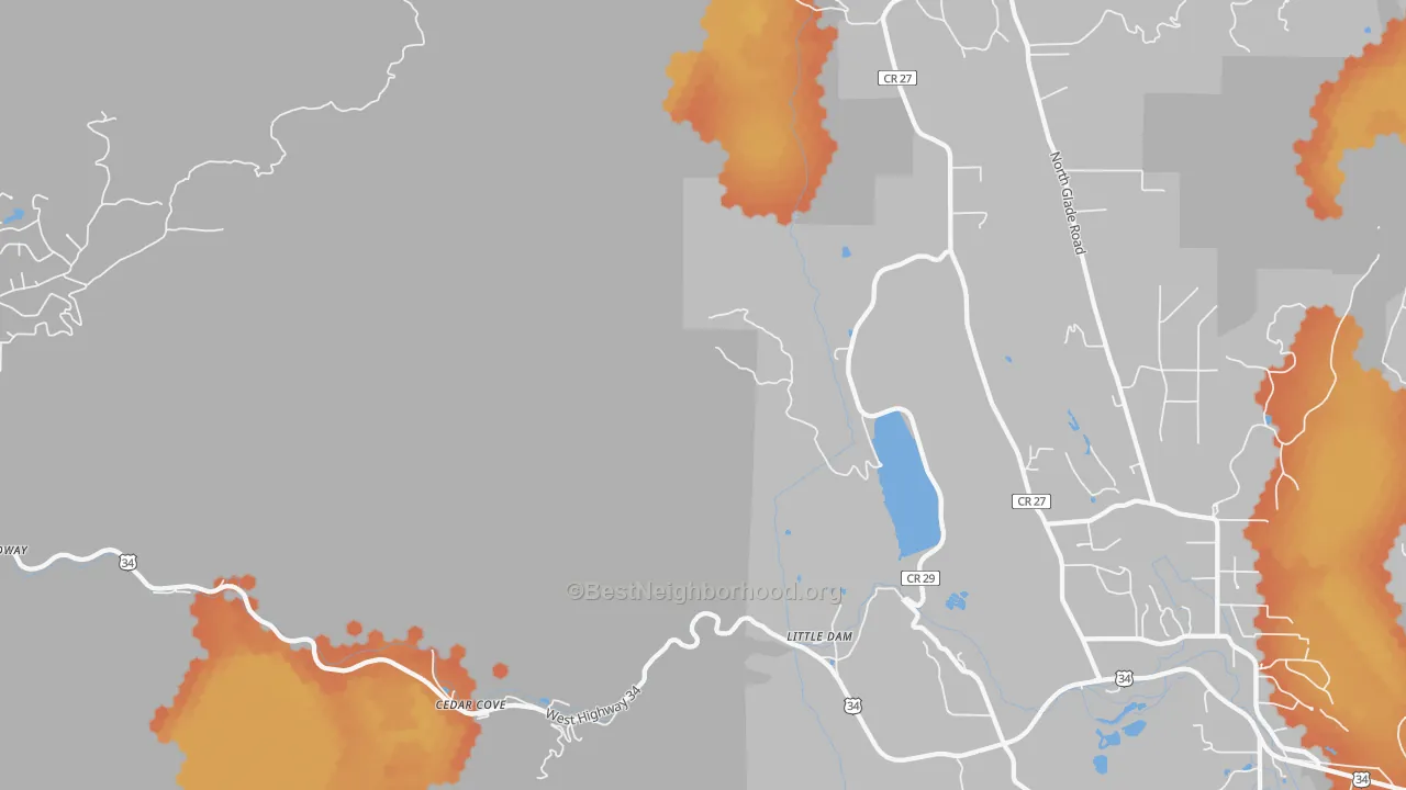 Bike Grade map of Cedar Cove, CO