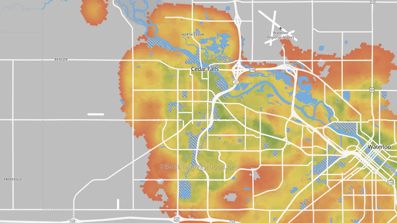 Bike Grade map of Cedar Falls, IA