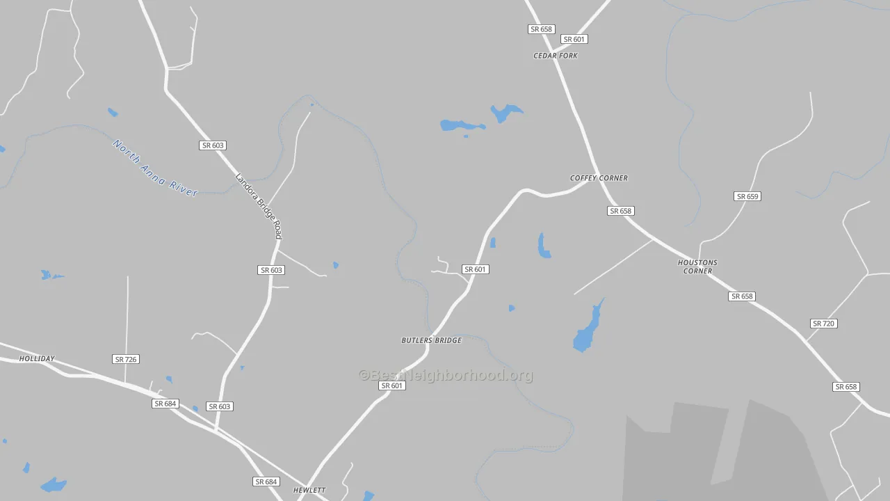 Bike Grade map of Cedar Fork, VA