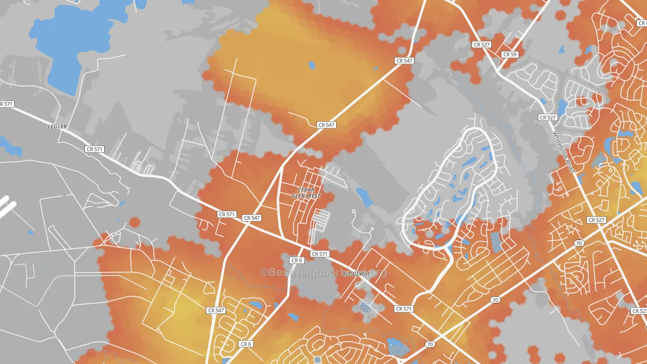 Bike Grade map of Cedar Glen West, NJ