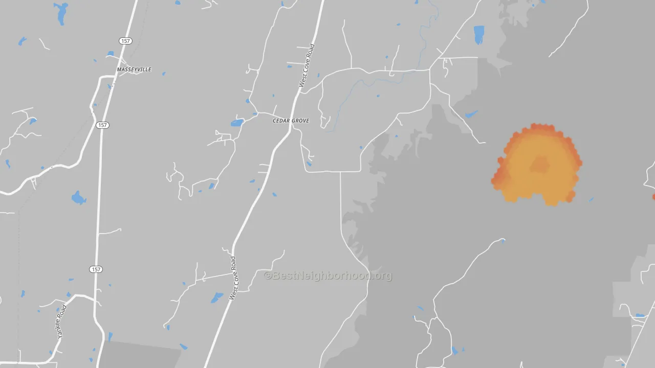 Bike Grade map of Cedar Grove, GA
