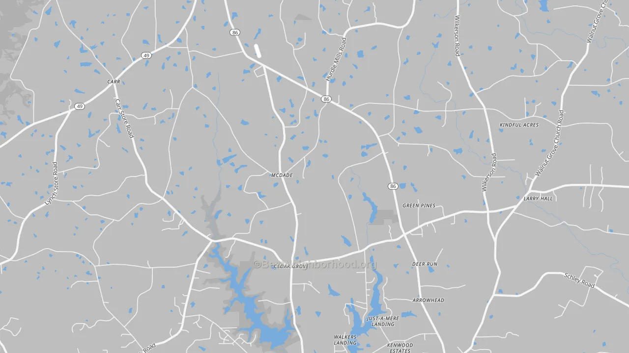 Bike Grade map of Cedar Grove, NC