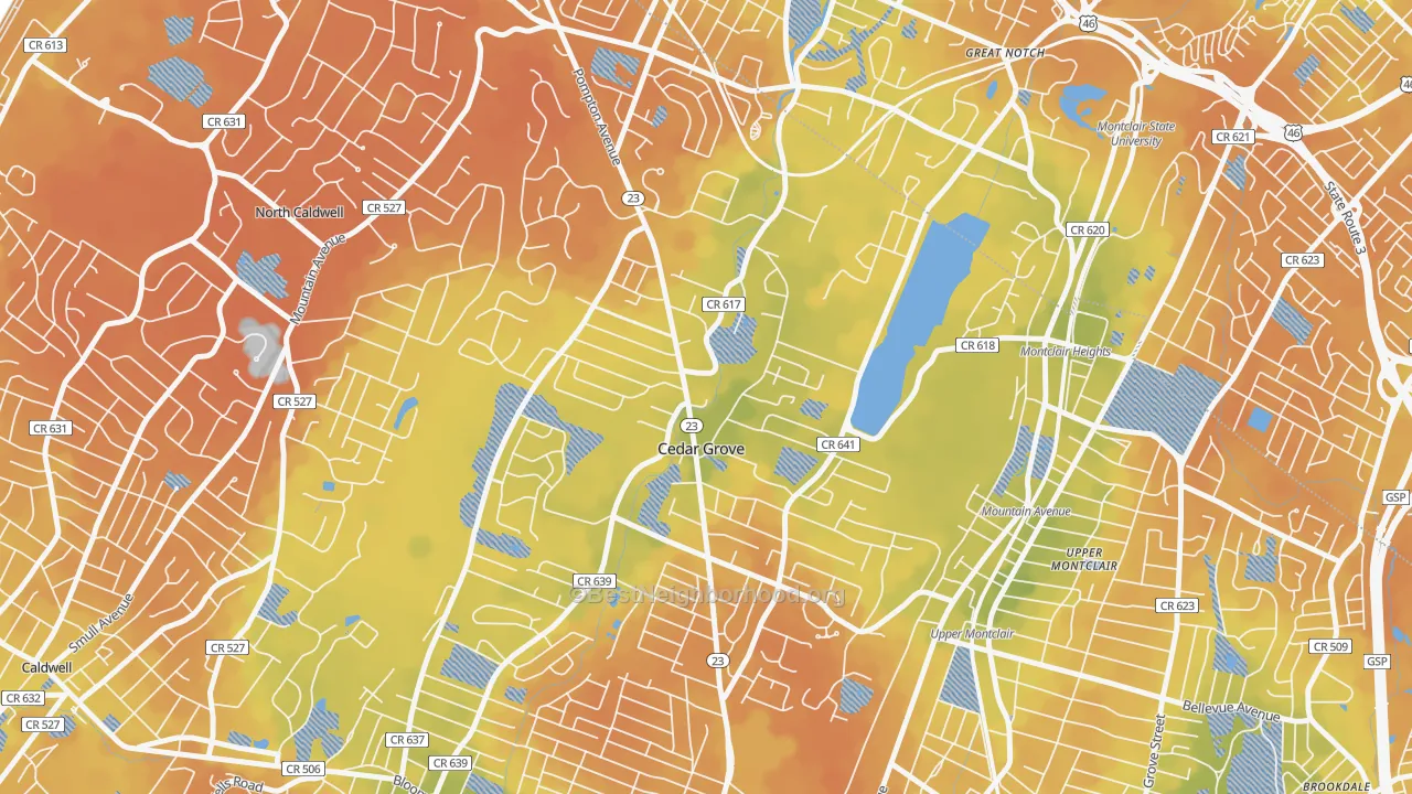 Bike Grade map of Cedar Grove, NJ