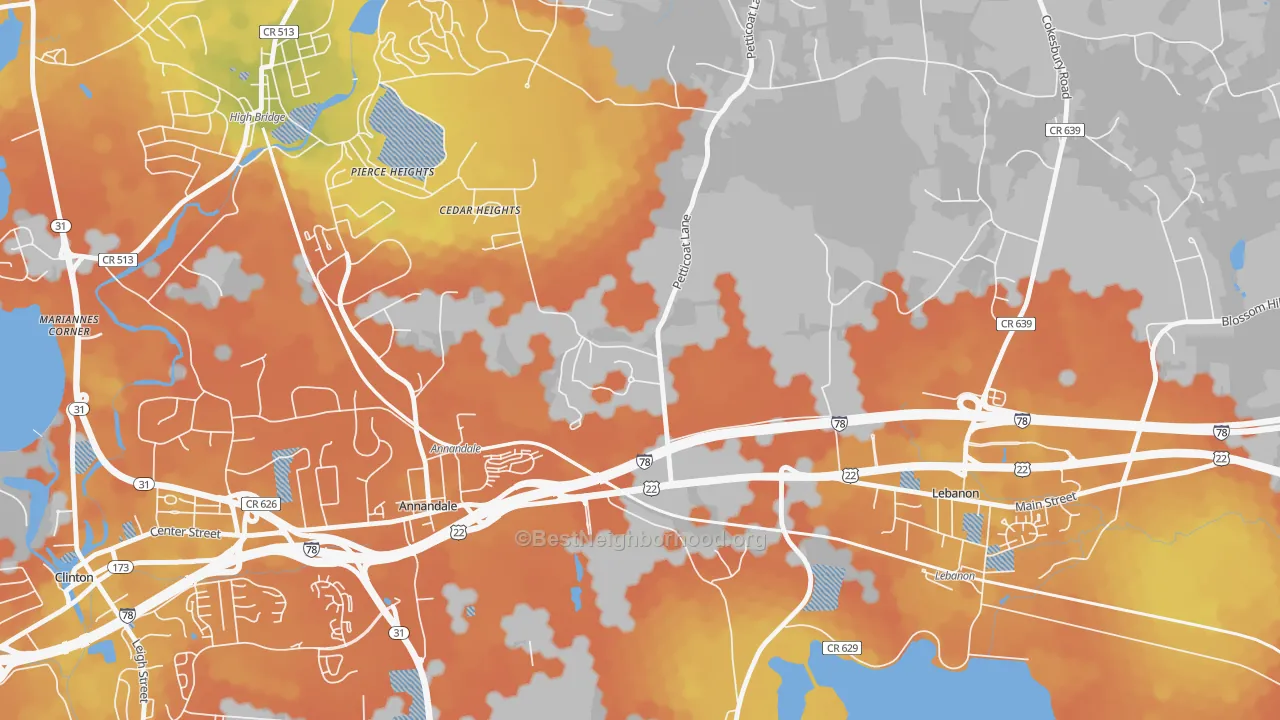 Bike Grade map of Cedar Heights, NJ