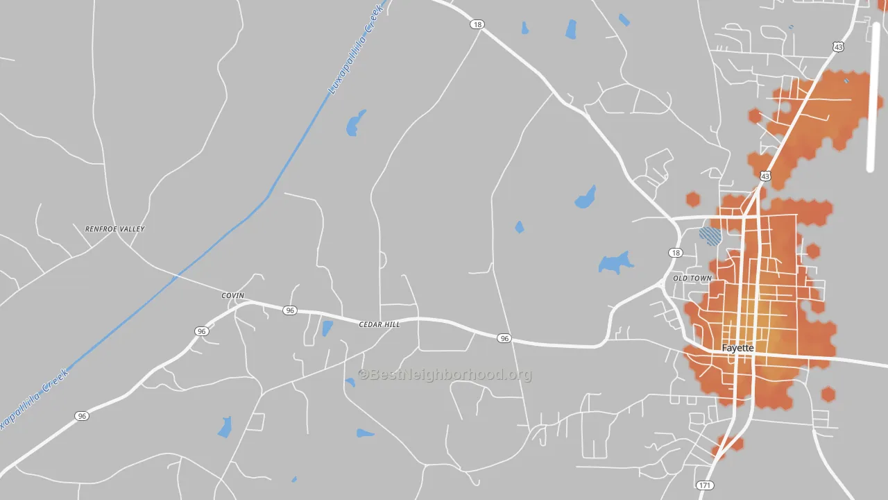 Bike Grade map of Cedar Hill, AL