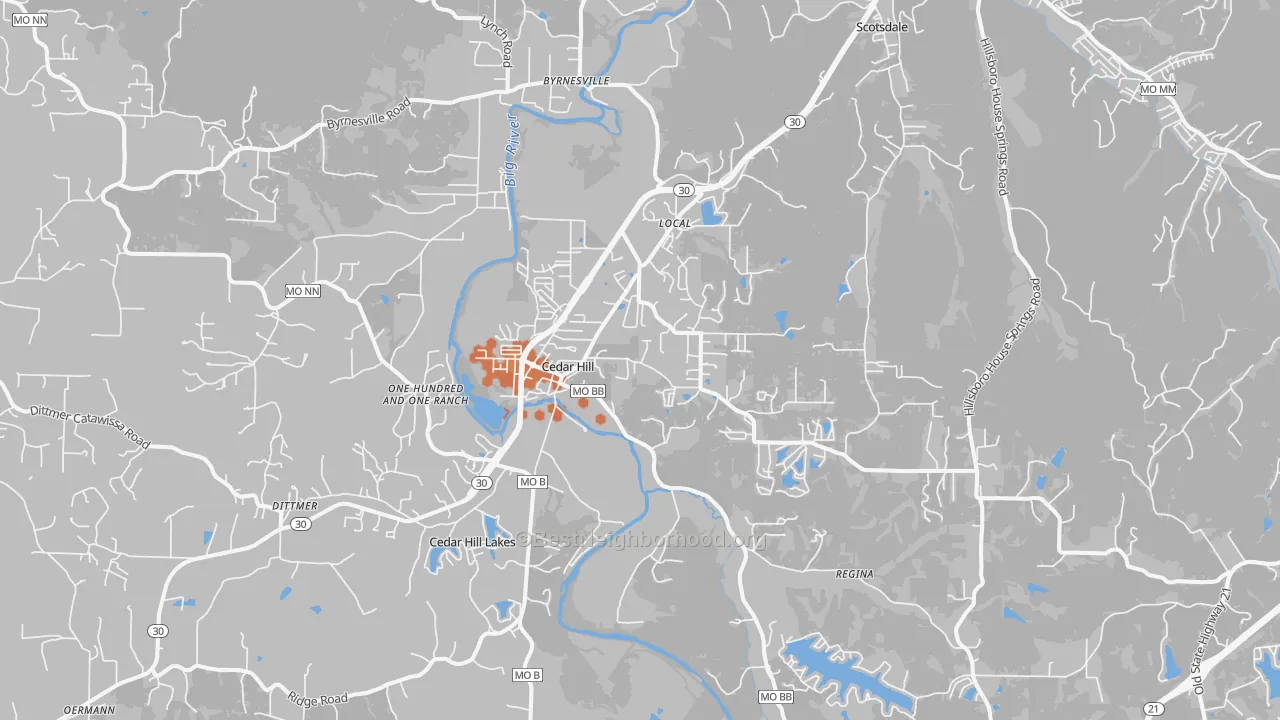 Bike Grade map of Cedar Hill, MO