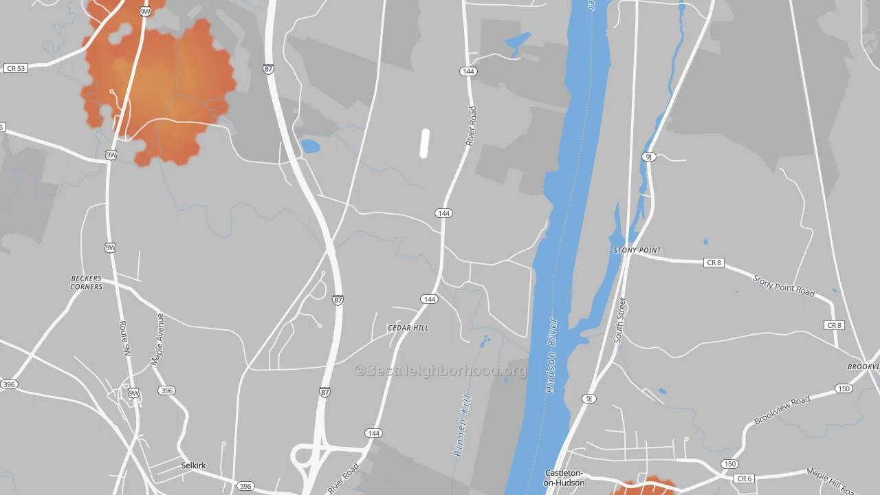 Bike Grade map of Cedar Hill, NY