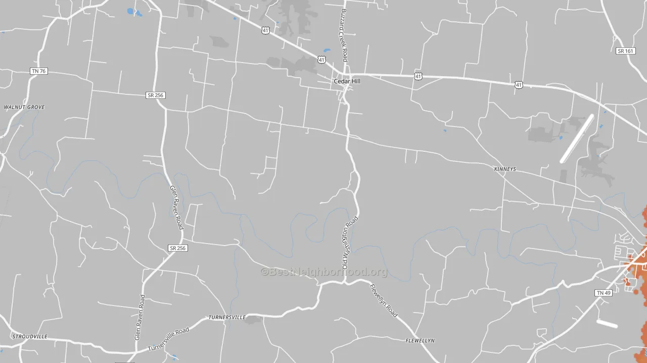 Bike Grade map of Cedar Hill, TN