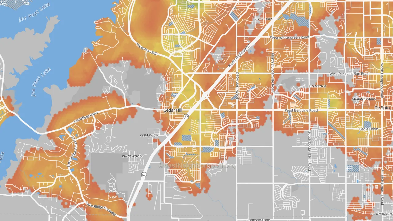 Bike Grade map of Cedar Hill, TX