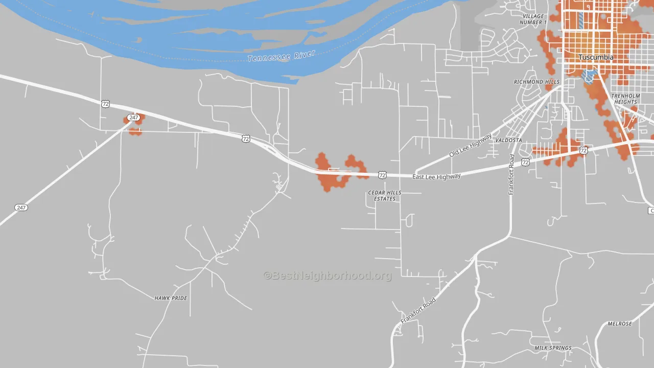 Bike Grade map of Cedar Hills Estates, AL
