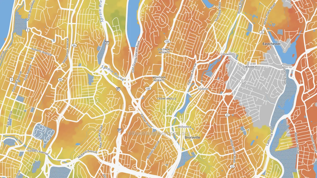 Bike Grade map of Cedar Knolls, Bronxville, NY