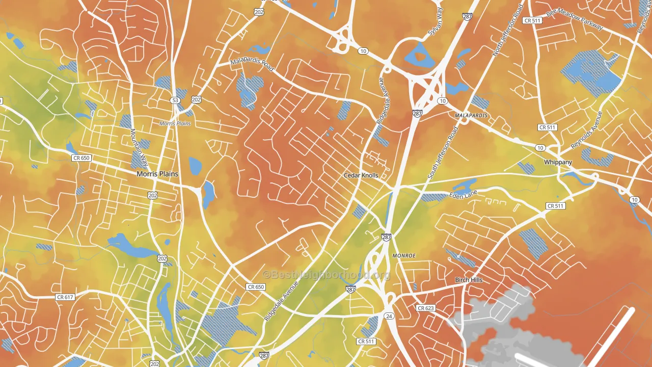 Bike Grade map of Cedar Knolls, NJ