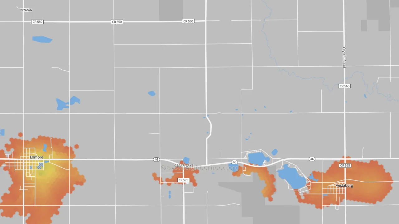 Bike Grade map of Cedar Lake, MI