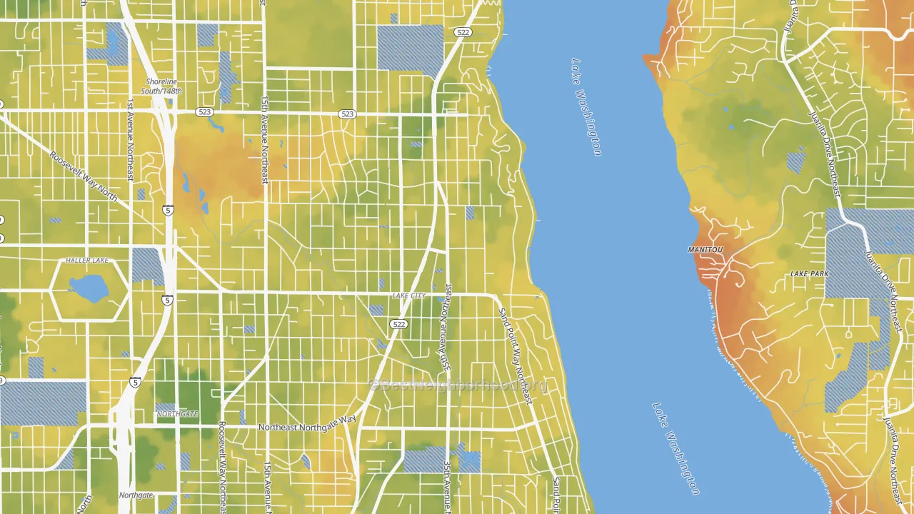 Bike Grade map of Cedar Park, Seattle, WA