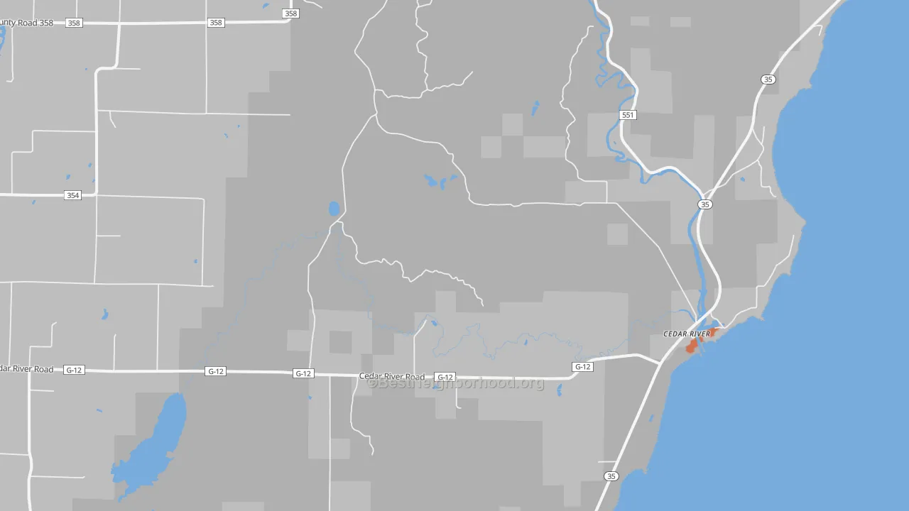 Bike Grade map of Cedar River, MI