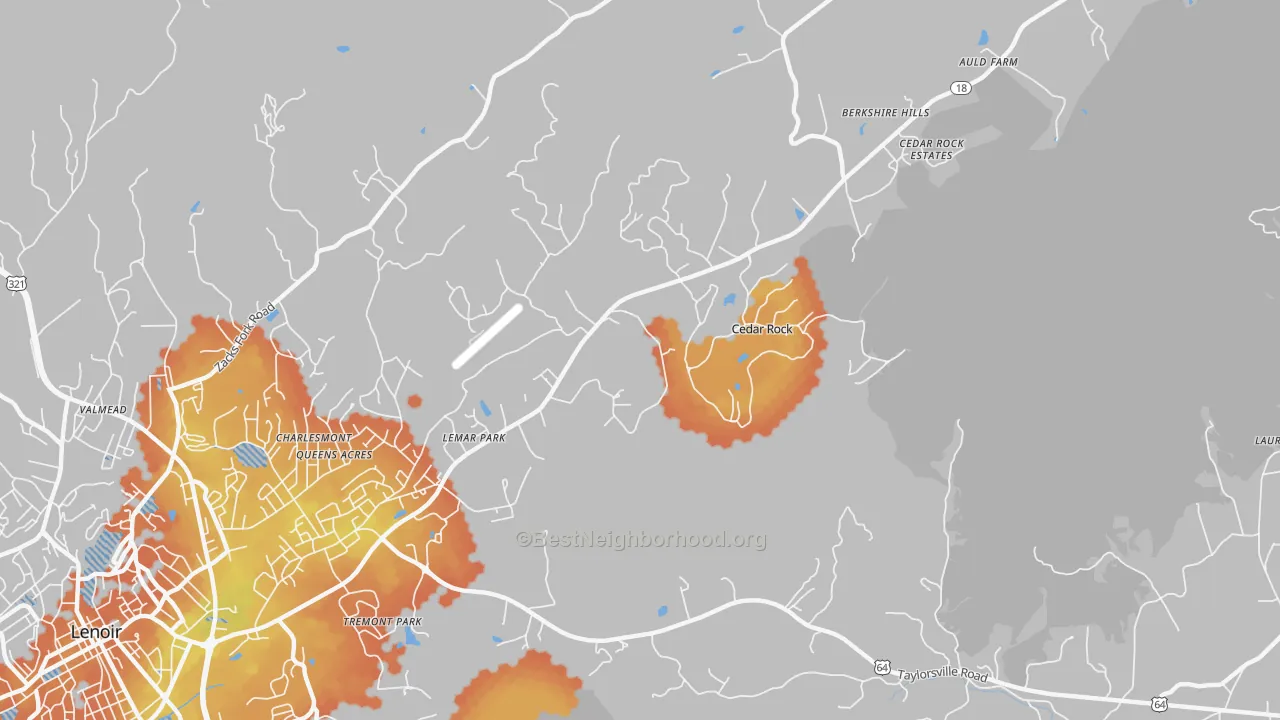 Bike Grade map of Cedar Rock, NC