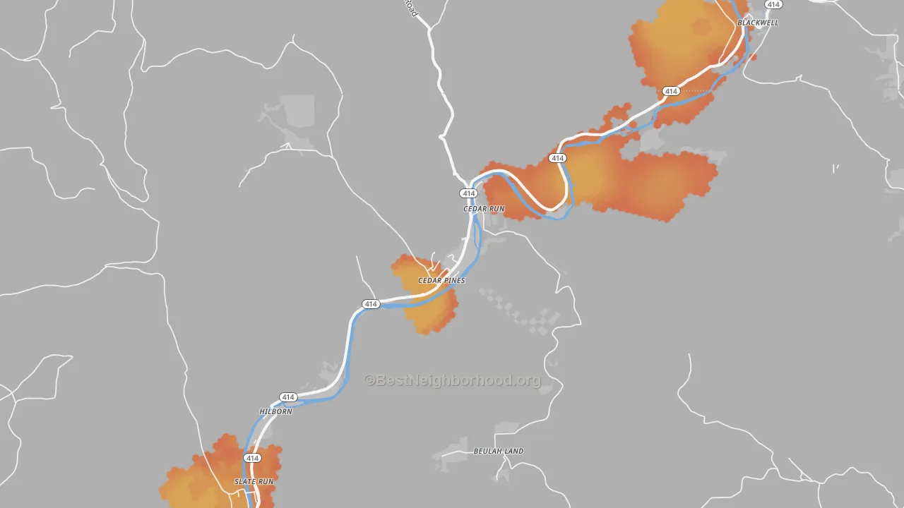 Bike Grade map of Cedar Run, PA