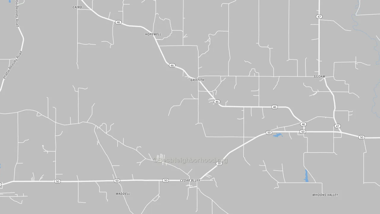 Bike Grade map of Cedarbluff, MS