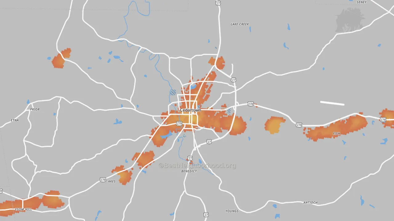 Bike Grade map of Cedartown, GA