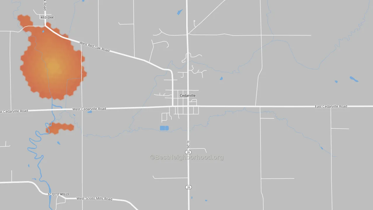 Bike Grade map of Cedarville, IL