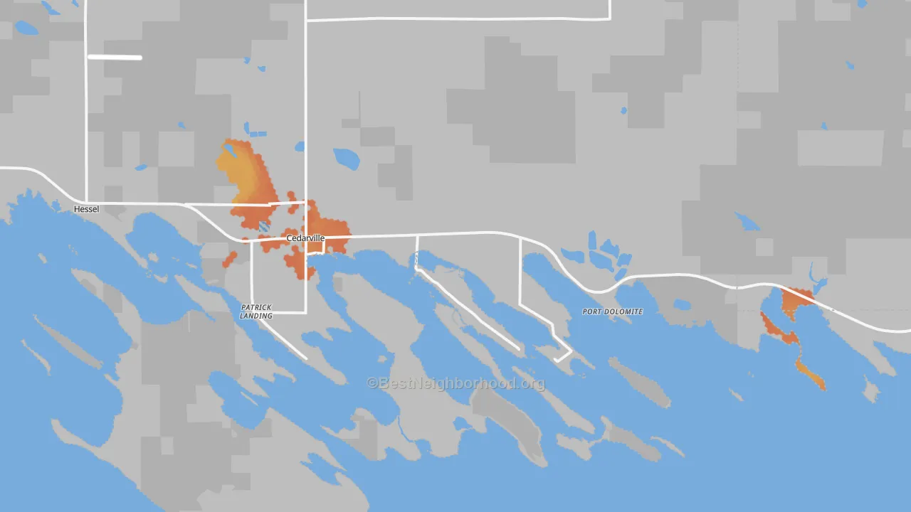 Bike Grade map of Cedarville, MI