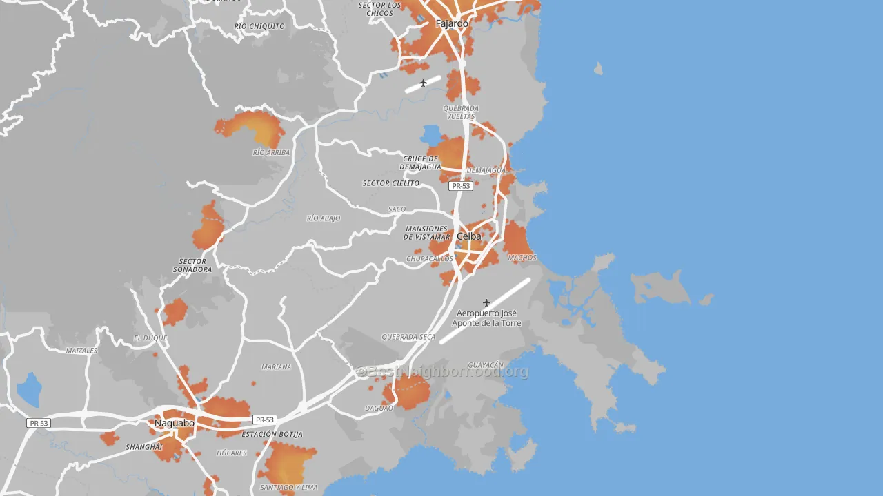 Bike Grade map of Ceiba Municipio, PR