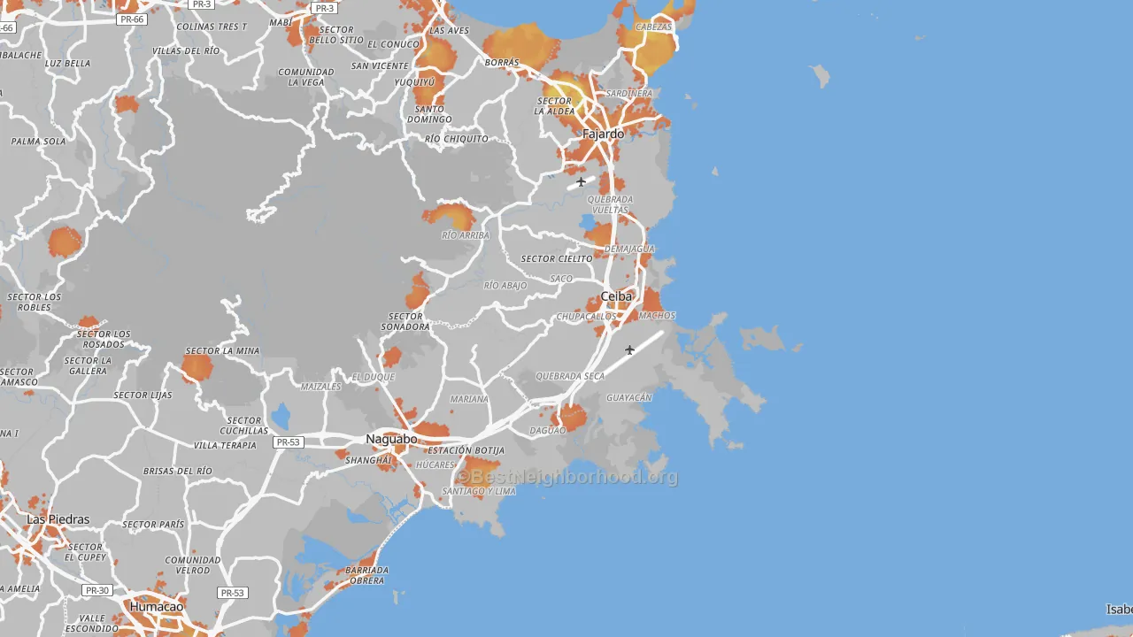 Bike Grade map of Ceiba, PR