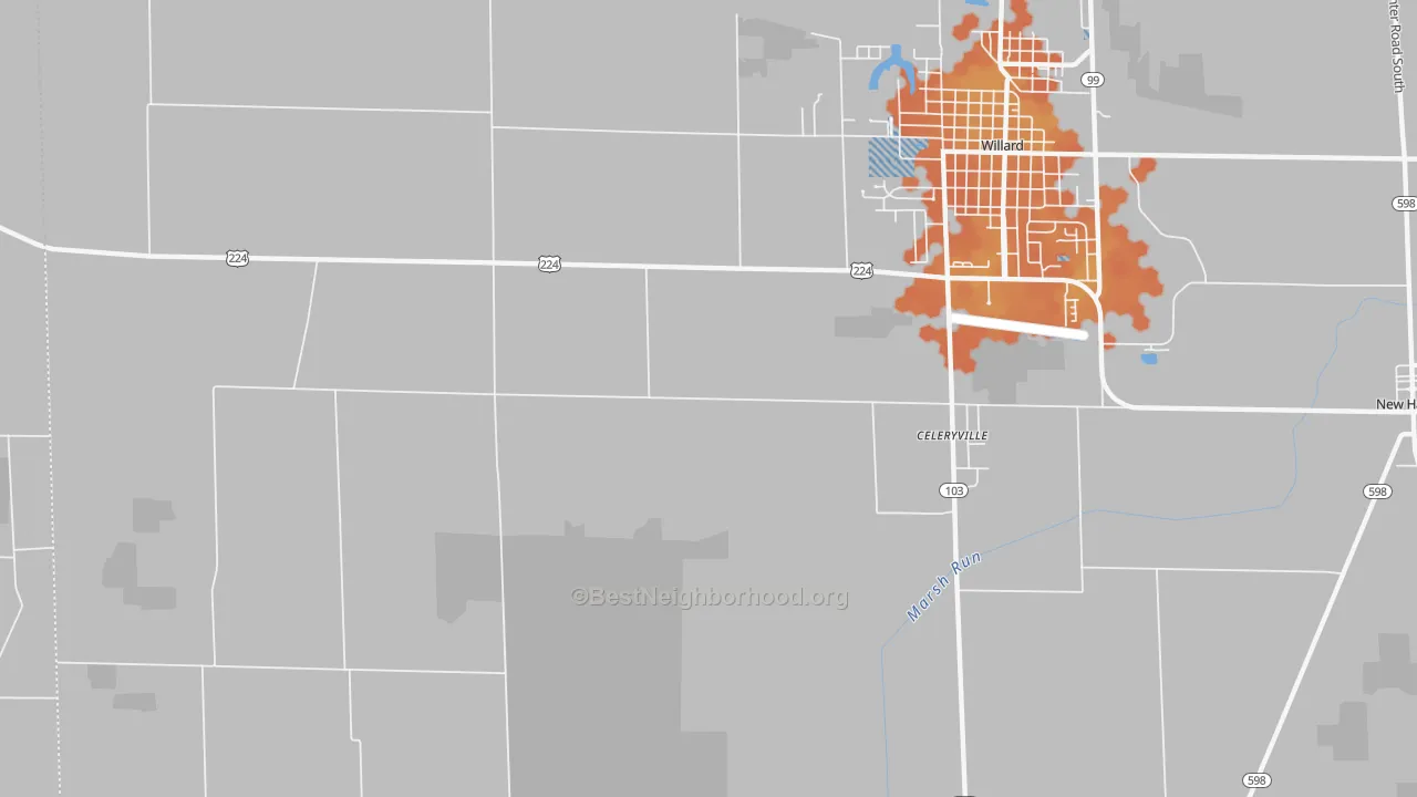 Bike Grade map of Celeryville, OH