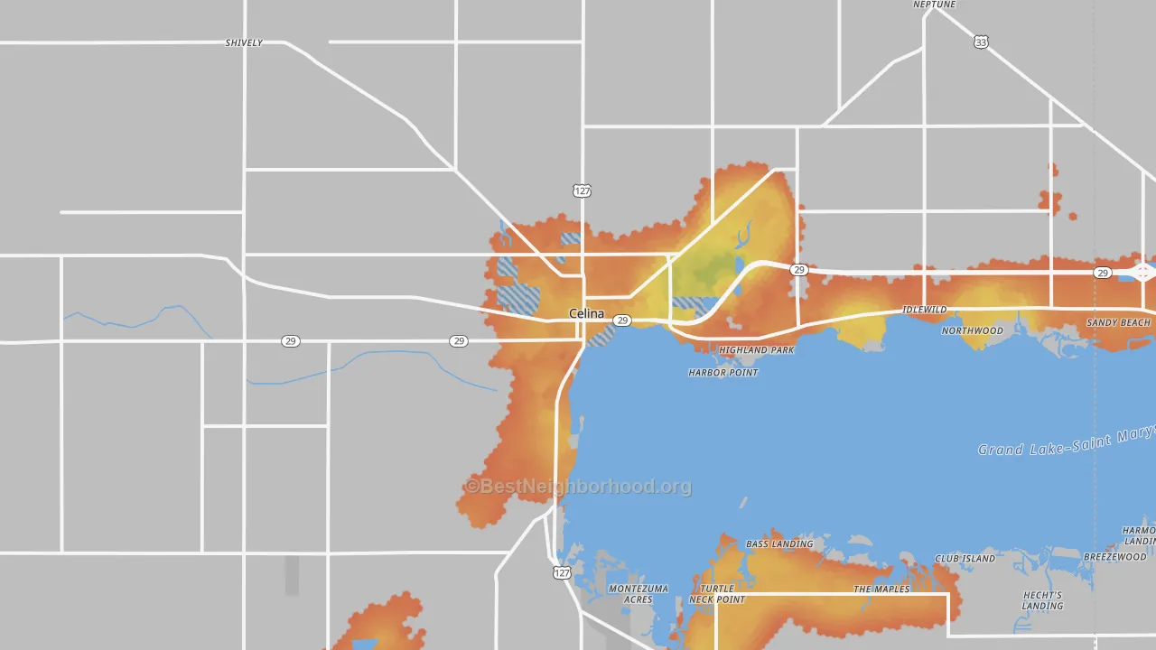 Bike Grade map of Celina, OH