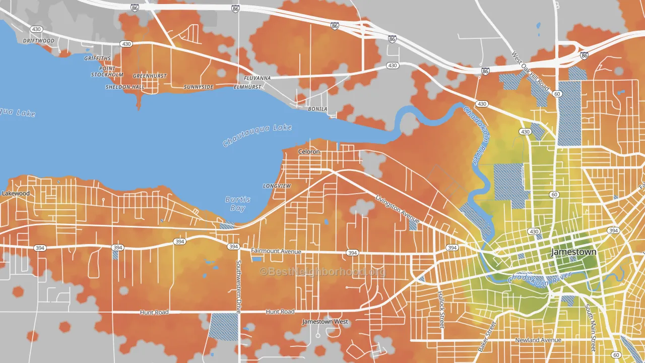 Bike Grade map of Celoron, NY