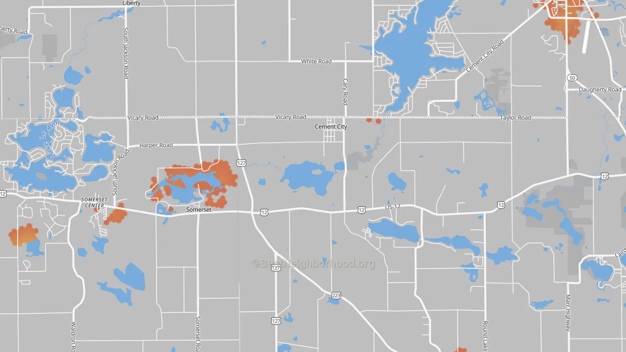 Bike Grade map of Cement City, MI