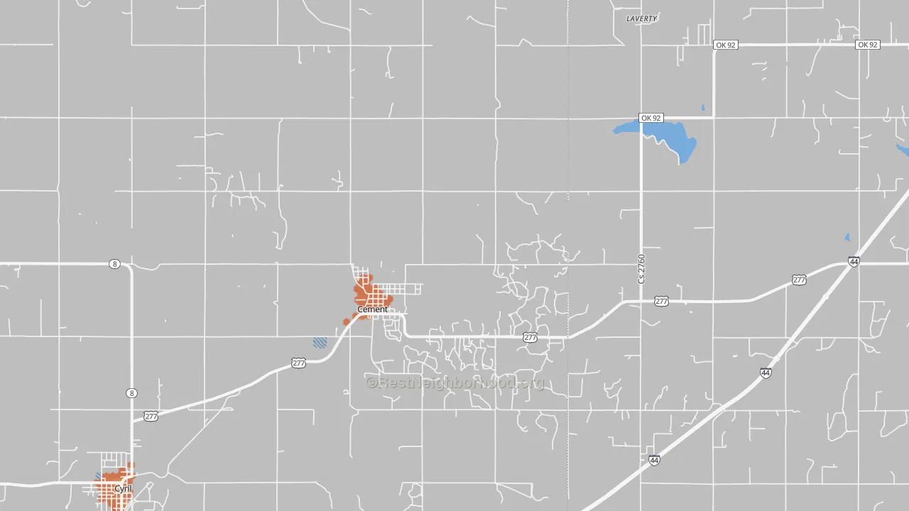 Bike Grade map of Cement, OK