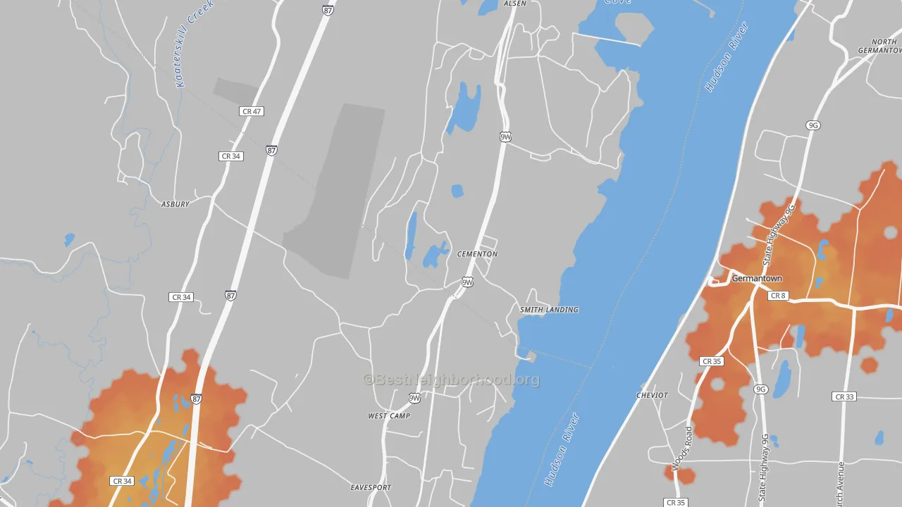 Bike Grade map of Cementon, NY