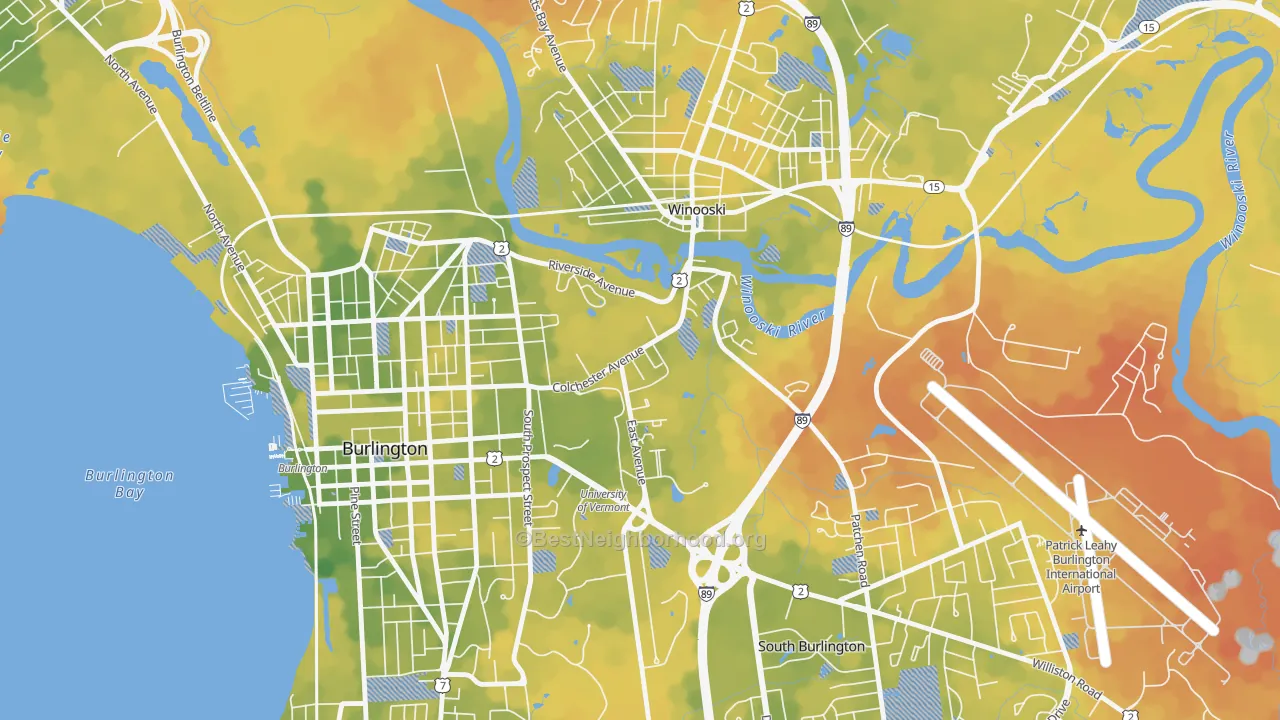 Bike Grade map of Centennial, Burlington, VT